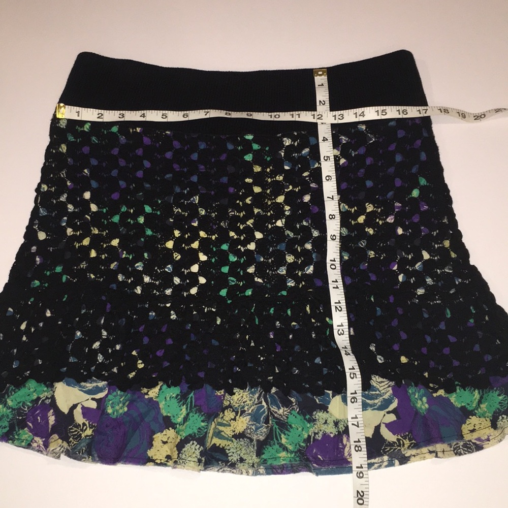 Free People Black Knit Overlay Boho Floral - image 8